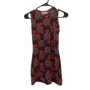 Omighty Cherry Check Mini Dress in Purple